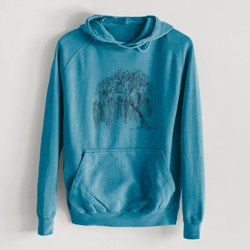 Weeping Willow - Salix babylonica  - Mid-Weight Unisex Vintage 100% Cotton Hoodie Cozy Sweatshirt Design