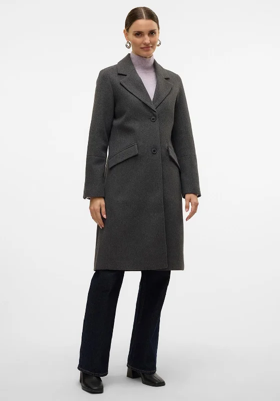 Vero Moda Fortune Sara Long Coat, Dark Grey Women's college jackets