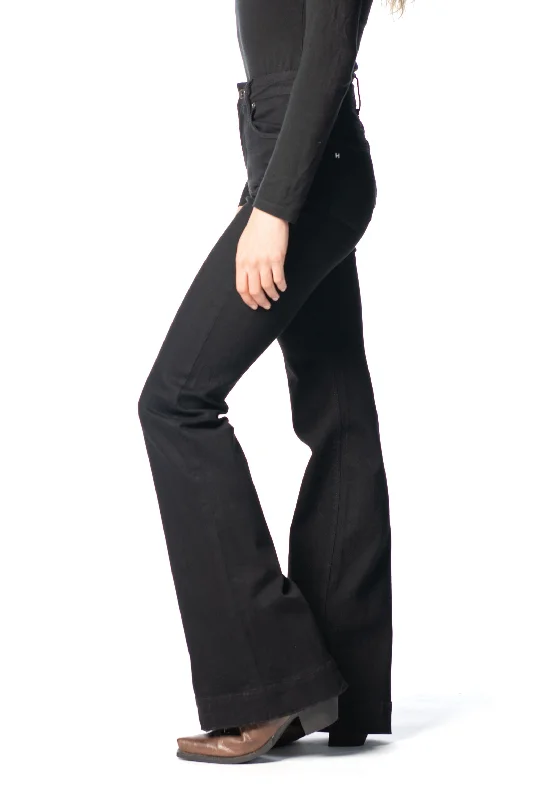 BELLA : Trouser Flare (Black) Black Stitch