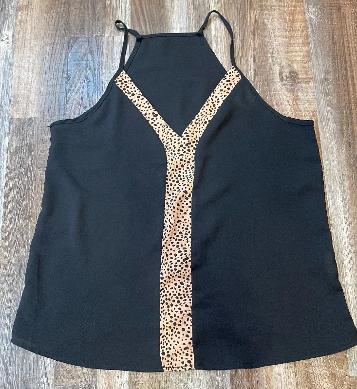 Black & Leopard Sheer Razor Back Tank Top Womens size Small Pullover Hoodie Sweatshirt Trend