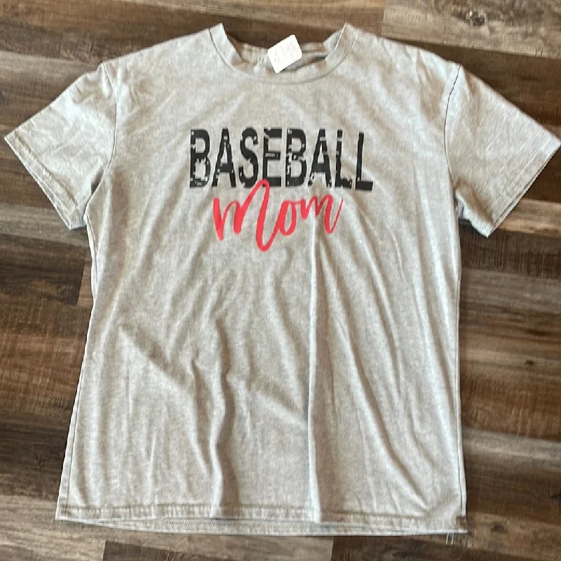 Baseball Mom Grey Short Sleeve Shirt Women’s size Large Women’s Hoodie with Pockets