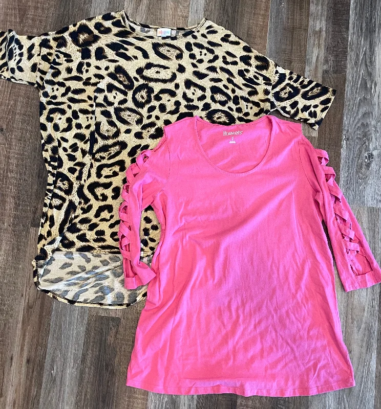 Lot of 2- LuLaRoe Leopard & Roaman’s Pink casual shirt- womens XL Zip-up Sweatshirt Look