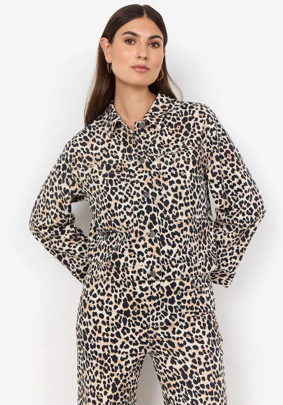 Soyaconcept Owena Leopard Print Jacket, Beige Women's insulated jackets