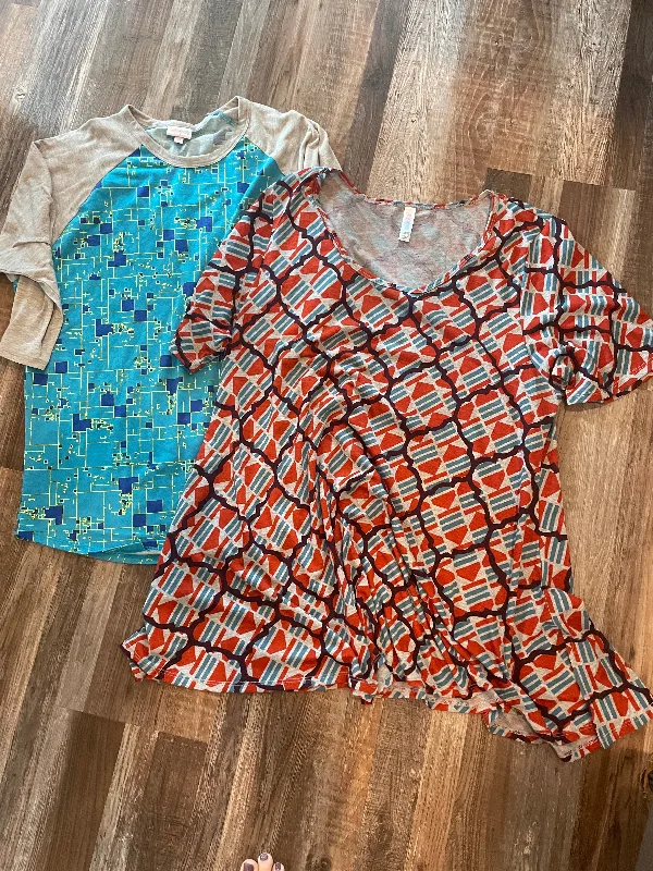 Lot of 2- LuLaRoe Casual Shirts Women size 2XLarge Hoodie Sweatshirt with Logo