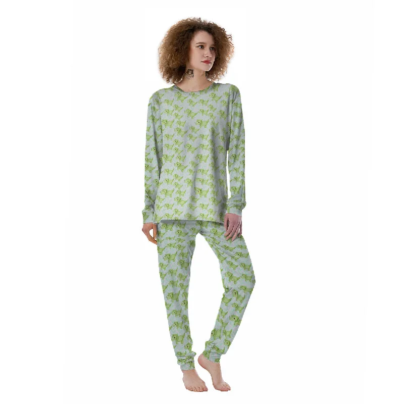 Green Dinosaur Little Print Pattern Women's Pajamas Sleepwear pajama sets