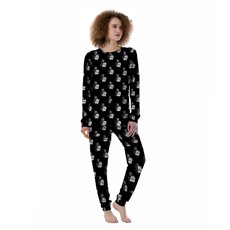 Grim Reaper Halloween Print Pattern Women's Pajamas Sleeveless pajama sets