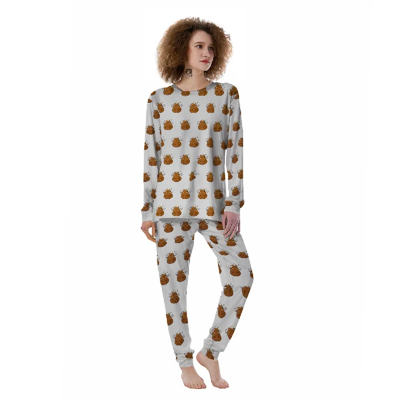 Happy Poop Print Pattern Women's Pajamas Best pajama sets for lounging