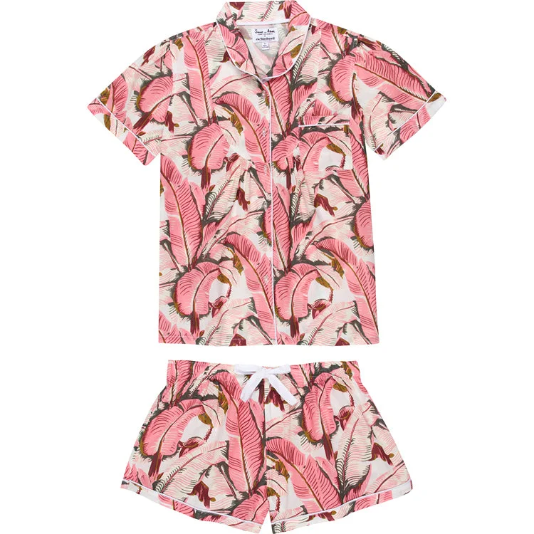 Women's Martinique® Pink Banana Leaf Short PJ Set Polyester pajama sets