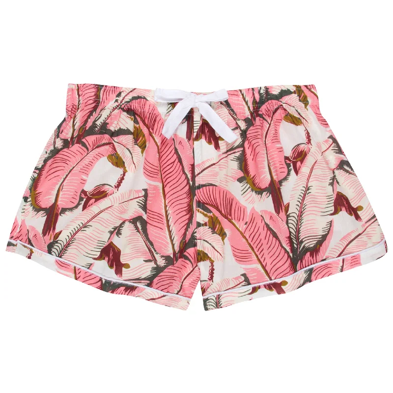 Women's Martinique® Pink Banana Leaf Boxer Shorts Two-piece pajama sets