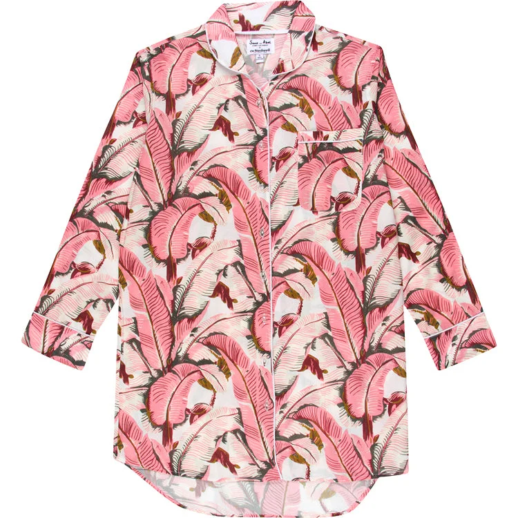 Women's Martinique® Pink Banana Leaf Night Shirt Thermal pajama sets