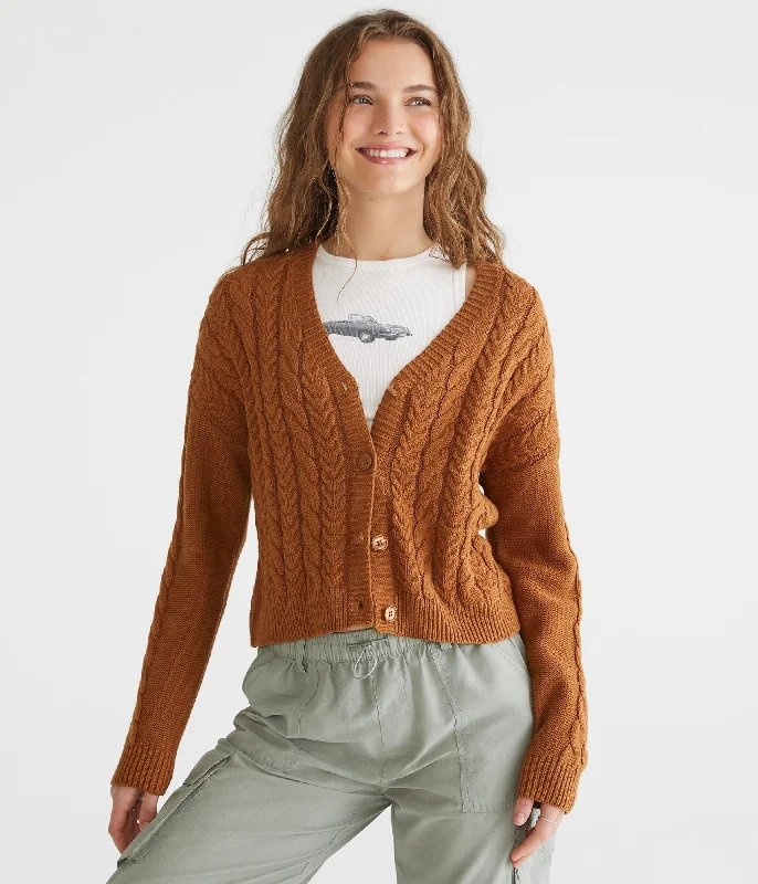 Aeropostale Long Sleeve Cable Knit Cardigan Eco-friendly sweaters