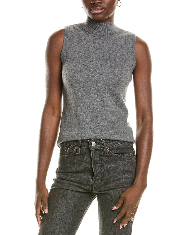 Sofiacashmere Mock Neck Cashmere Tank Breathable sweaters