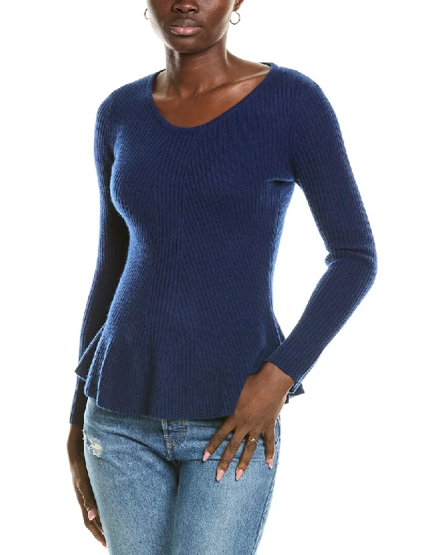 Sofiacashmere Peplum Rib Scoop Neck Cashmere Sweater Nike sweaters