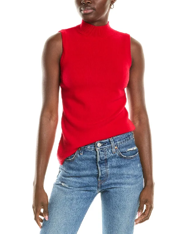 Sofiacashmere Mock Neck Cashmere Tank Minimalist sweaters