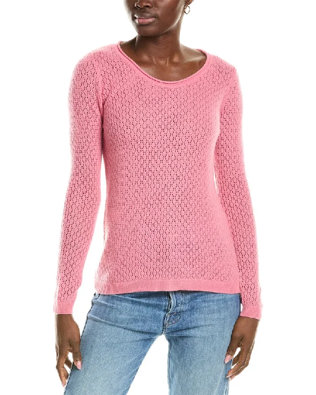 Sofiacashmere Pointelle Scoop Neck Cashmere Sweater Office sweaters