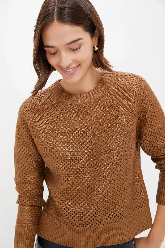 Copper Crochet Lance Crewneck Sweater Turtleneck sweaters