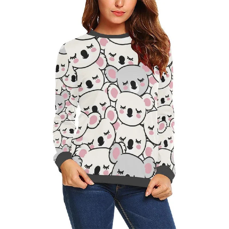 Koala Print Pattern Women's Sweatshirt Softest cashmere sweaters