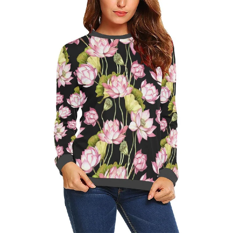 Print Pattern Lotus Women's Sweatshirt Premium sweaters