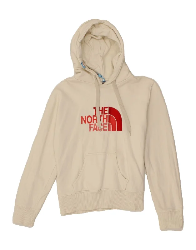 THE NORTH FACE Womens Graphic Hoodie Jumper UK 10 Small Off White Cotton Best sweaters for layering