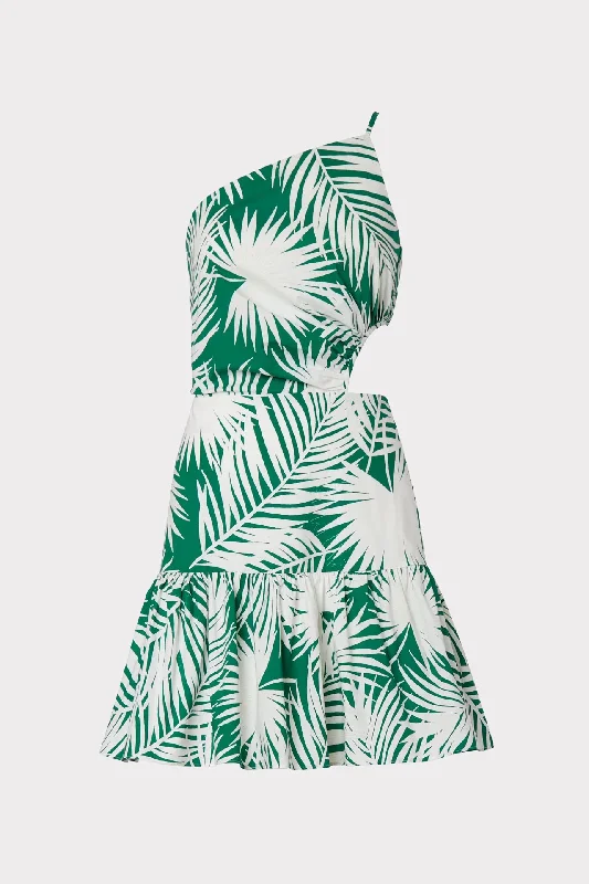 Brinlee Palm Print Cutout Dress Vacation mini dresses