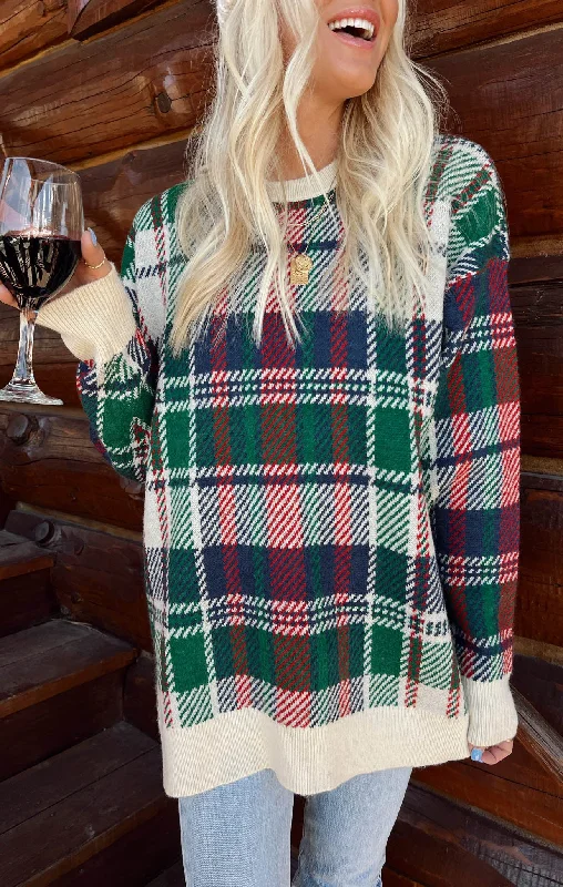 Ember Tunic Sweater ~ Holiday Plaid Knit Elegant mini dresses