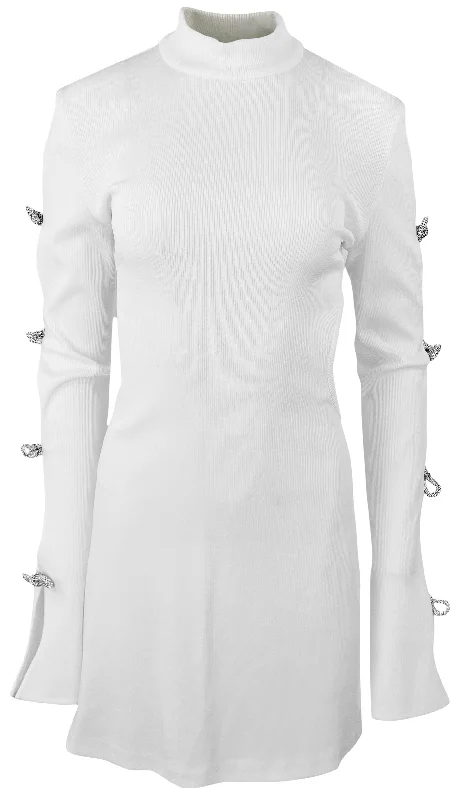 Mach & Mach Cut-Out Mini Dress in White Festival mini dresses