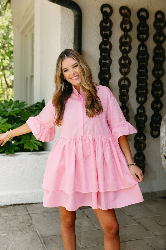 Shelby Ruffle Dress - Pale Pink Wedding guest mini dresses