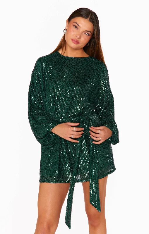 Sure Thing Mini Dress ~ Emerald Sequins Boho mini dresses