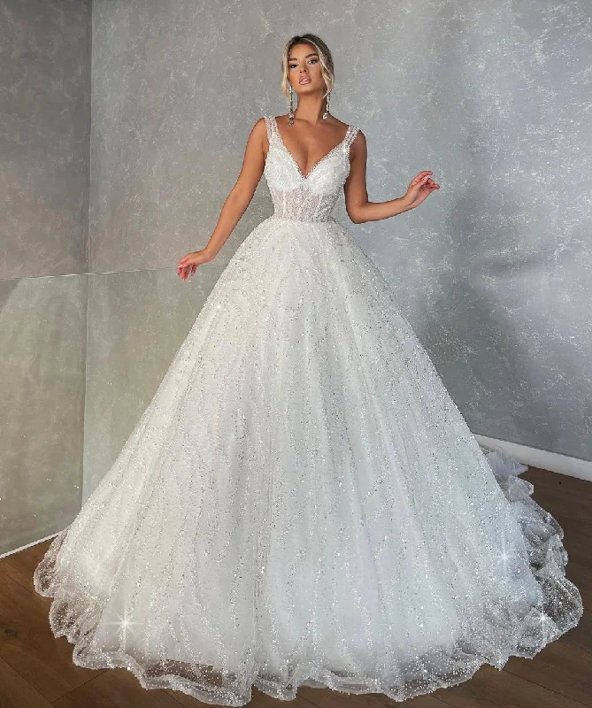 A-Line Embroidered Wedding Dress Mermaid Style Gown