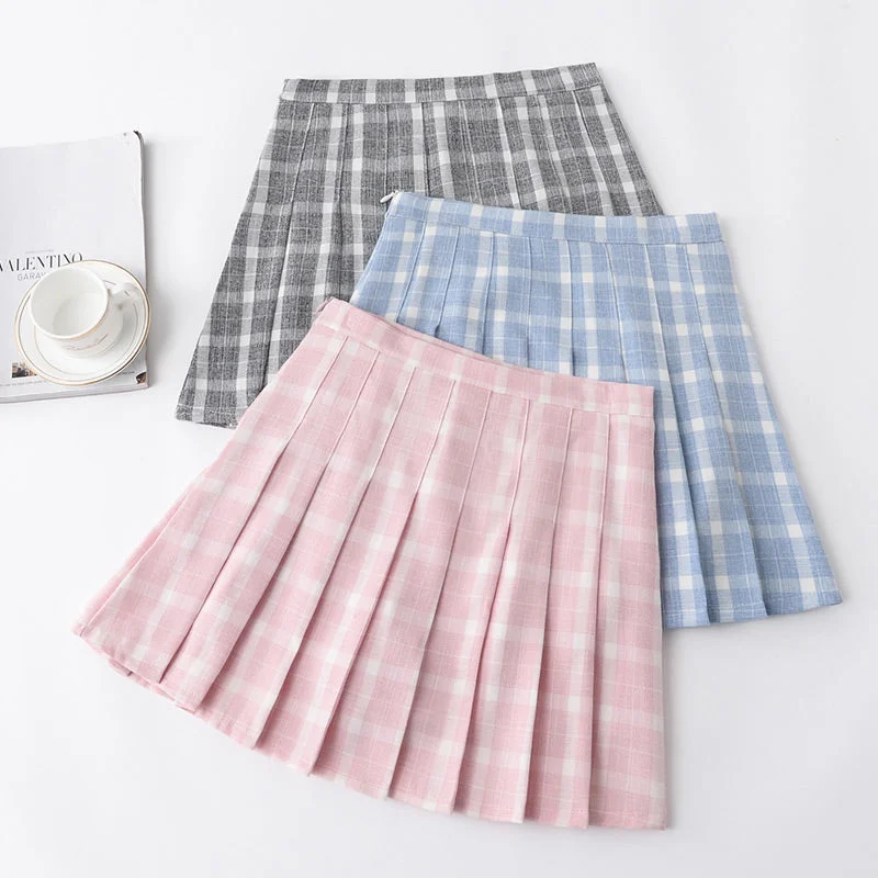 ULZZANG PREPPY STYLE GRID PLEATED SKIRT BY50405 Date night unclassified skirts