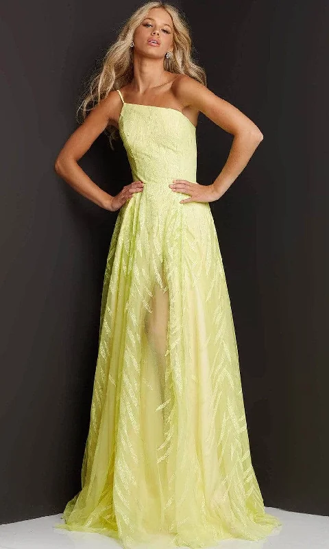 Jovani 07251SC - Asymmetrical Long Dress With Slit High-end maxi dresses