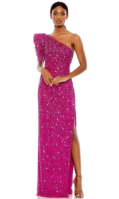 Mac Duggal 10912 - Puff Sleeves Bead Embellished Long Dress Wedding guest maxi dresses