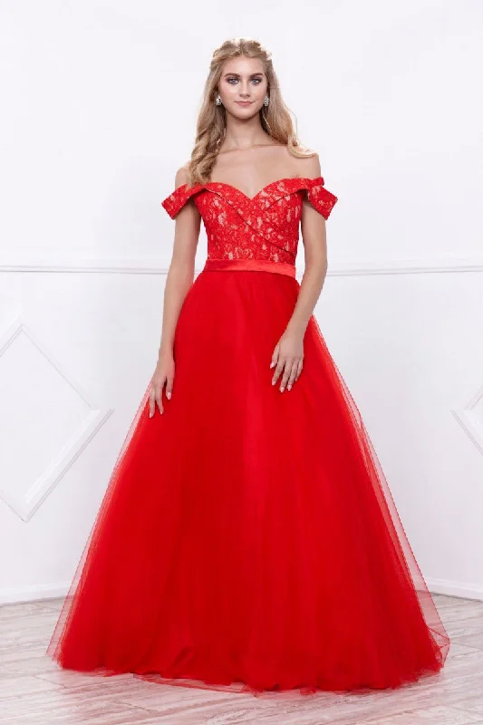 Nox Anabel Lace Off-Shoulder Ballgown 8372 Best party dresses for formal events