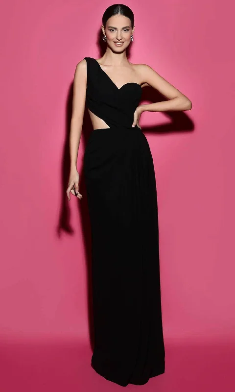 Tarik Ediz 53005 - Asymmetrical Cutout Evening Gown Satin party dresses