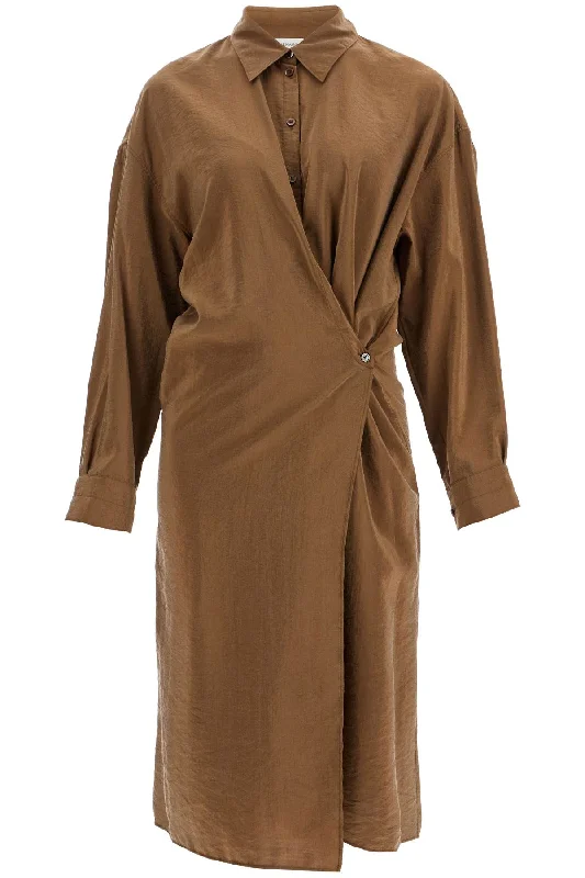 Midi Dress With Twisted Closure  - Brown Best midi dresses for petites