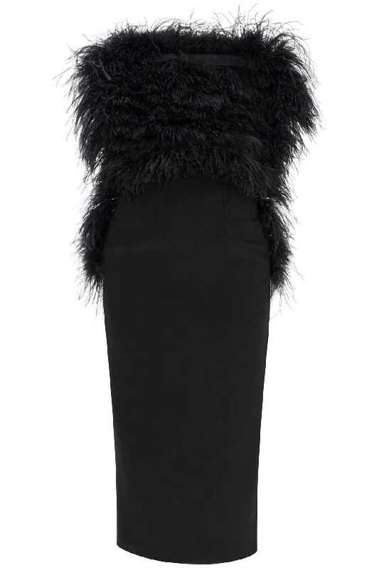 Midi Dress With Feathers  - Black Best midi dresses for elegant looks