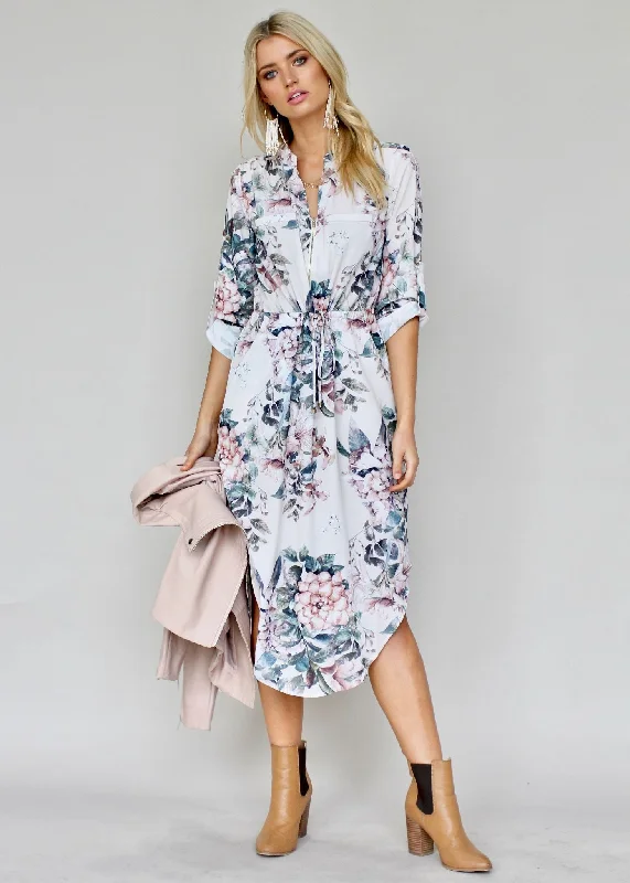 Let Me Lead Midi Dress - Blush Floral Affordable midi dresses