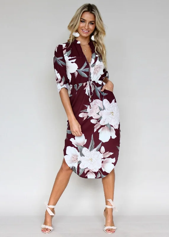 Let Me Lead Midi Dress - Mulberry Leather midi dresses