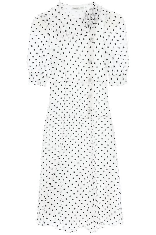 ALESSANDRA RICH "silk organza midi dress with polka Holiday midi dresses