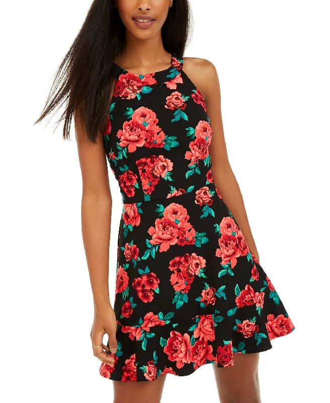 BCX Women's Floral-Print Flounce Dress Red Size 1 Comfortable floral dresses for everyday wear