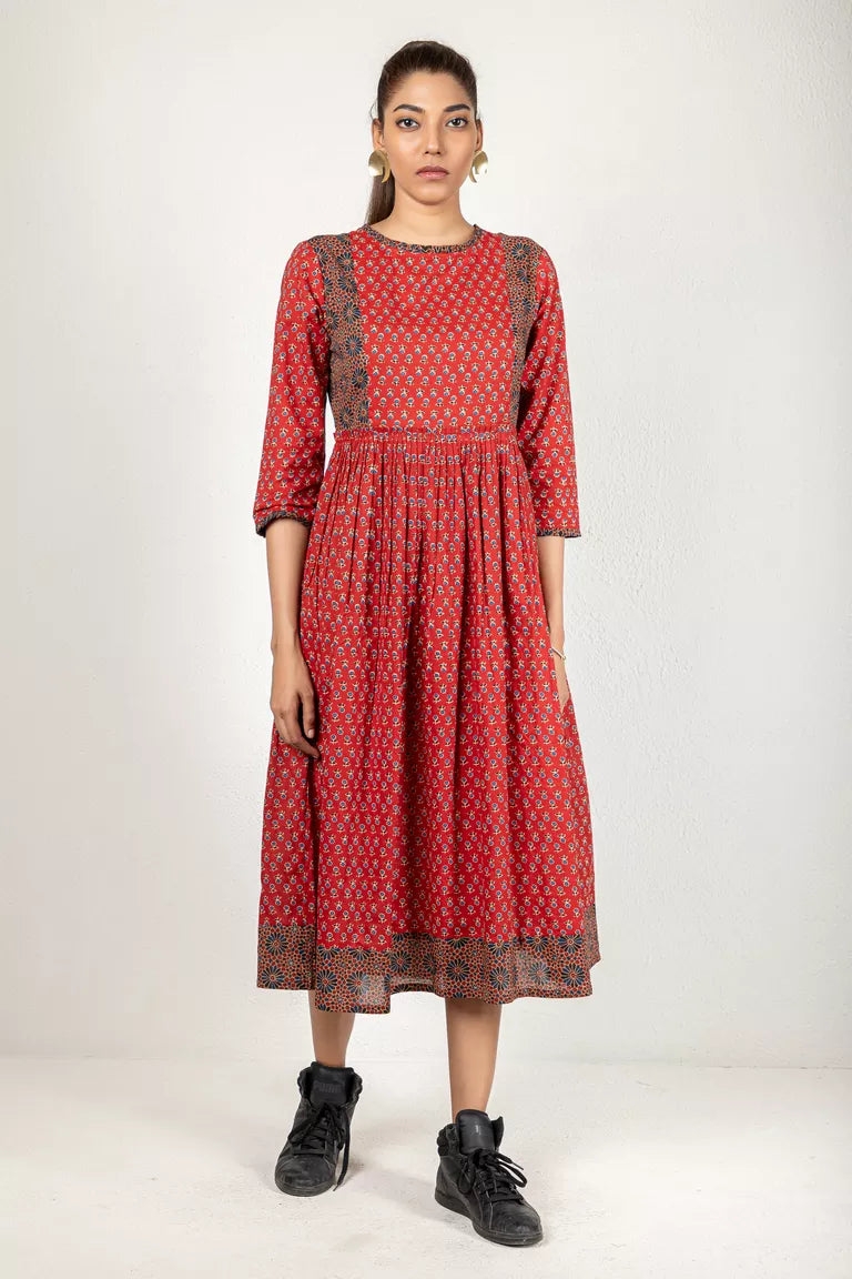 Maroon Cotton Printed Kurta Dress Cocktail floral dresses