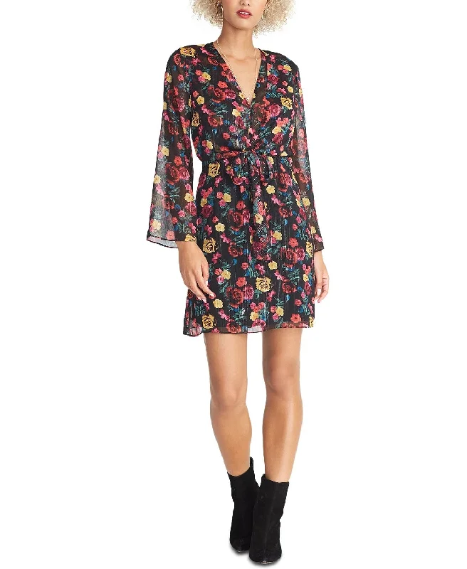 Rachel Rachel Roy Women's Tie Waist Floral Print Dress Black Size X-Small Elegant floral dresses