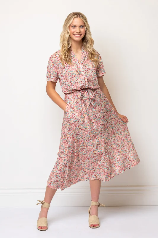 Zelie Shirt Dress in Ditsy Garden Floral A-line floral dresses