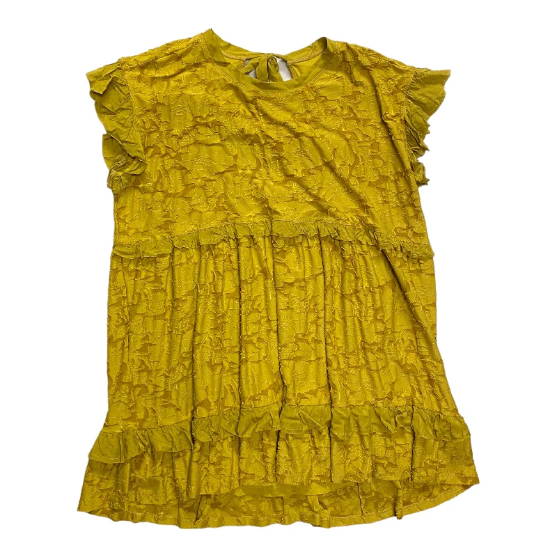 Dress Casual Short By Anthropologie In Chartreuse, Size: 2x Raw Hem Mini Skirt