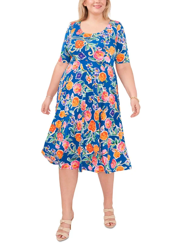 Plus Womens Floral Long Maxi Dress Casual Long Skirt