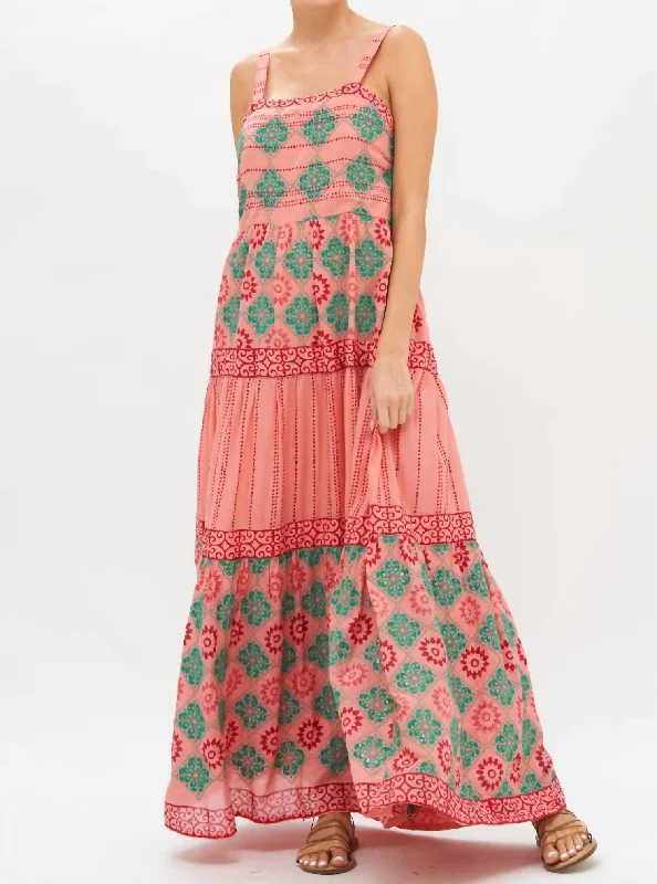 Strappy Maxi Dress In Rose Phoenix Silk Maxi Skirt