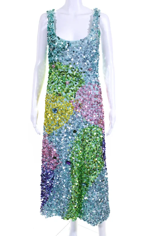 Cynthia Rowley Prism Rainbow Sequin Midi Dress Midi Skirt Fashion