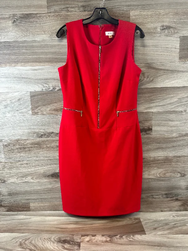 Dress Casual Midi By Calvin Klein In Red, Size: L Casual A-line Skirt