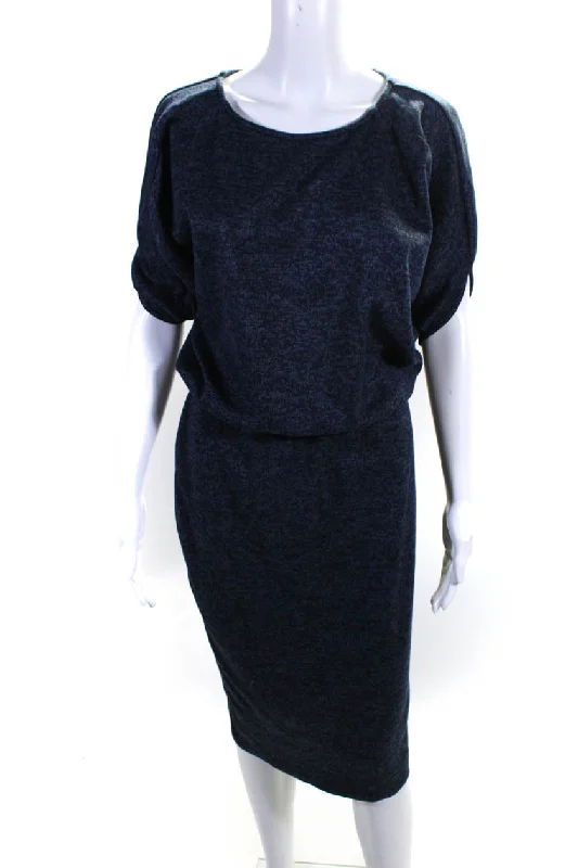 Roserry Womens Dolman Sleeve Knit Midi Sheath Dress Navy Blue Elegant Midi Dress