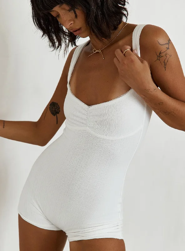 Avila Romper White Beaded unclassified dresses